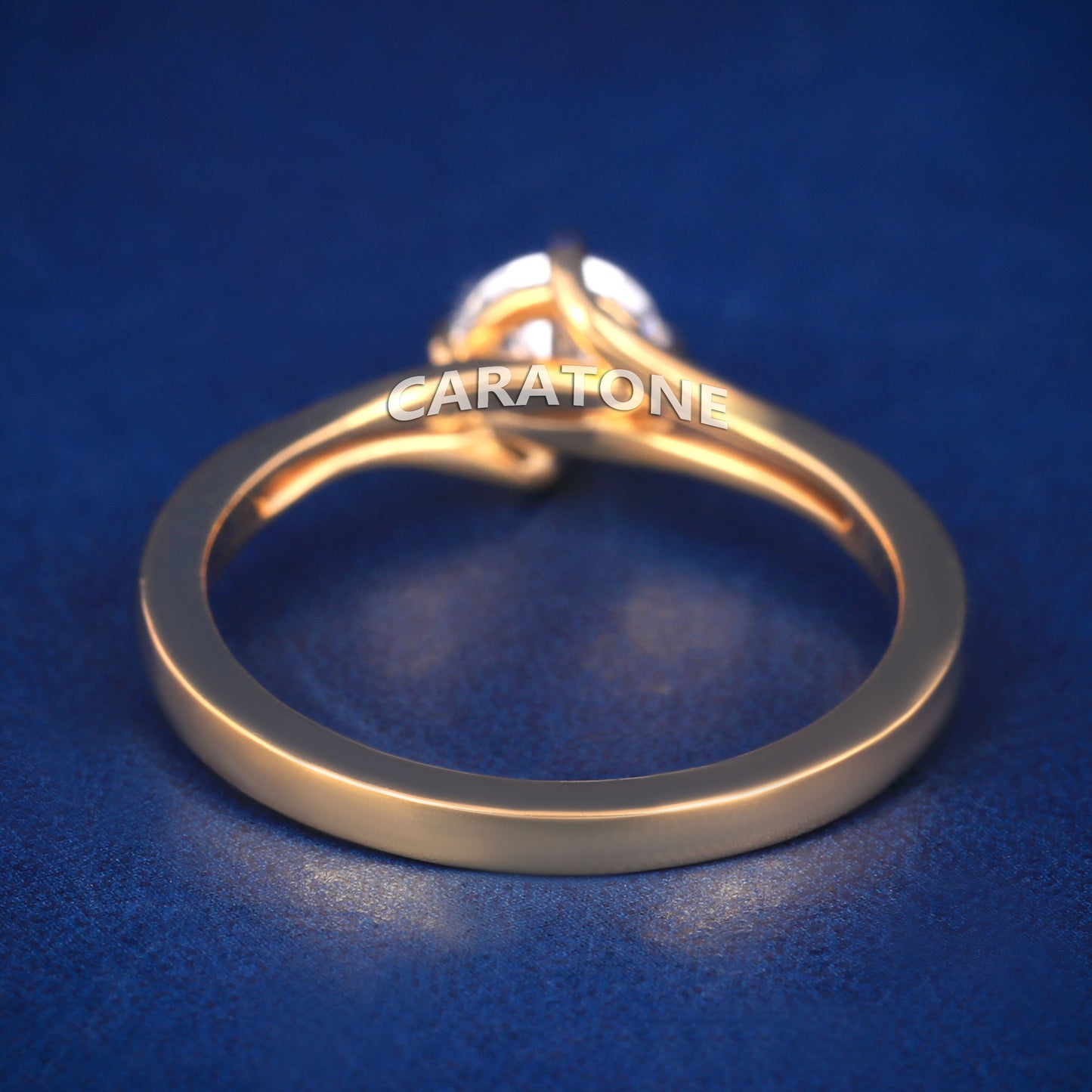 0.5 Ct Round Cut Yellow Gold Engagement Diamond Band Rings for Women with VVS Clarity