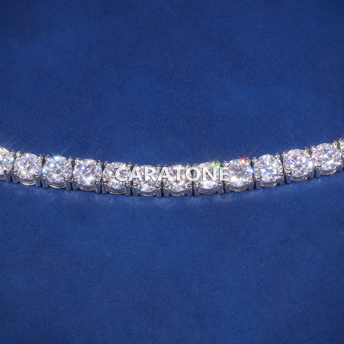 Luxury White Gold Plated Round Brilliant Cut Lab Grown Diamond Single Row Tennis Bracelet