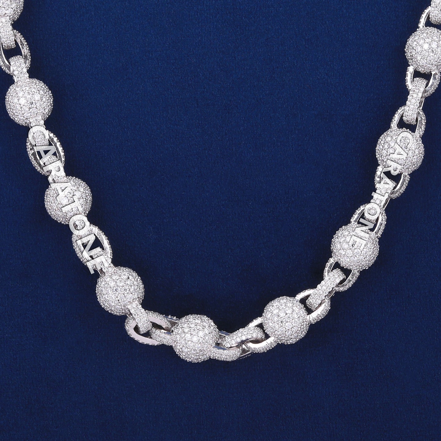 10mm 30 inch Iced Out VVS Moissanite Diamond Beads Ball Bubble Cuban Link Chain Necklace for Mens