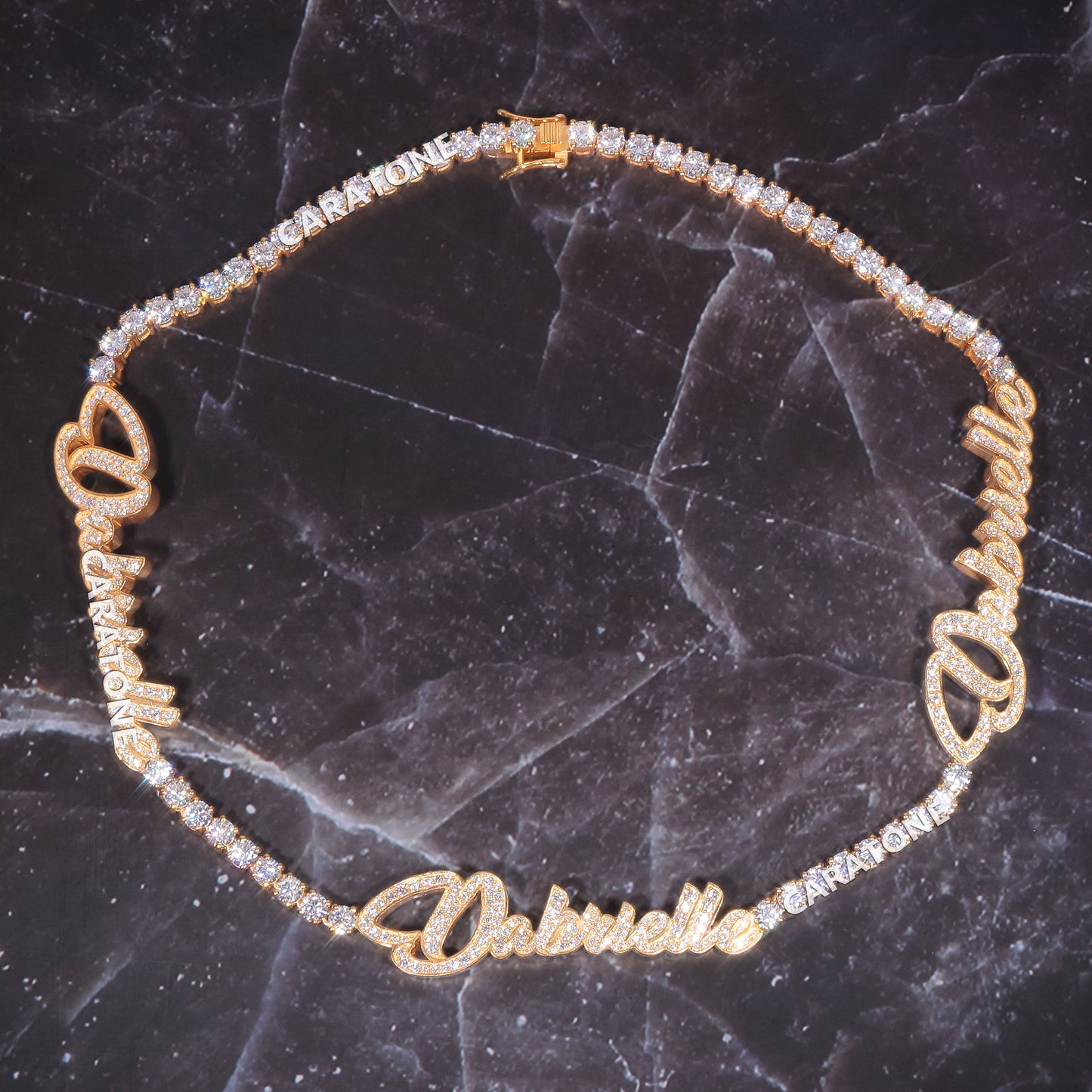 Custom Gold Lab Grown Diamond Tennis Chain in Iced Out Necklace with Real Diamond Womens Gold Name Plate Necklace