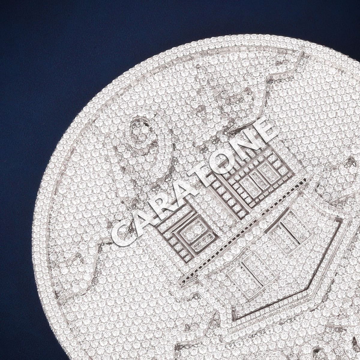 Custom Iced Out House Logo Round Hip Hop Pendant with Lab Grown Diamonds