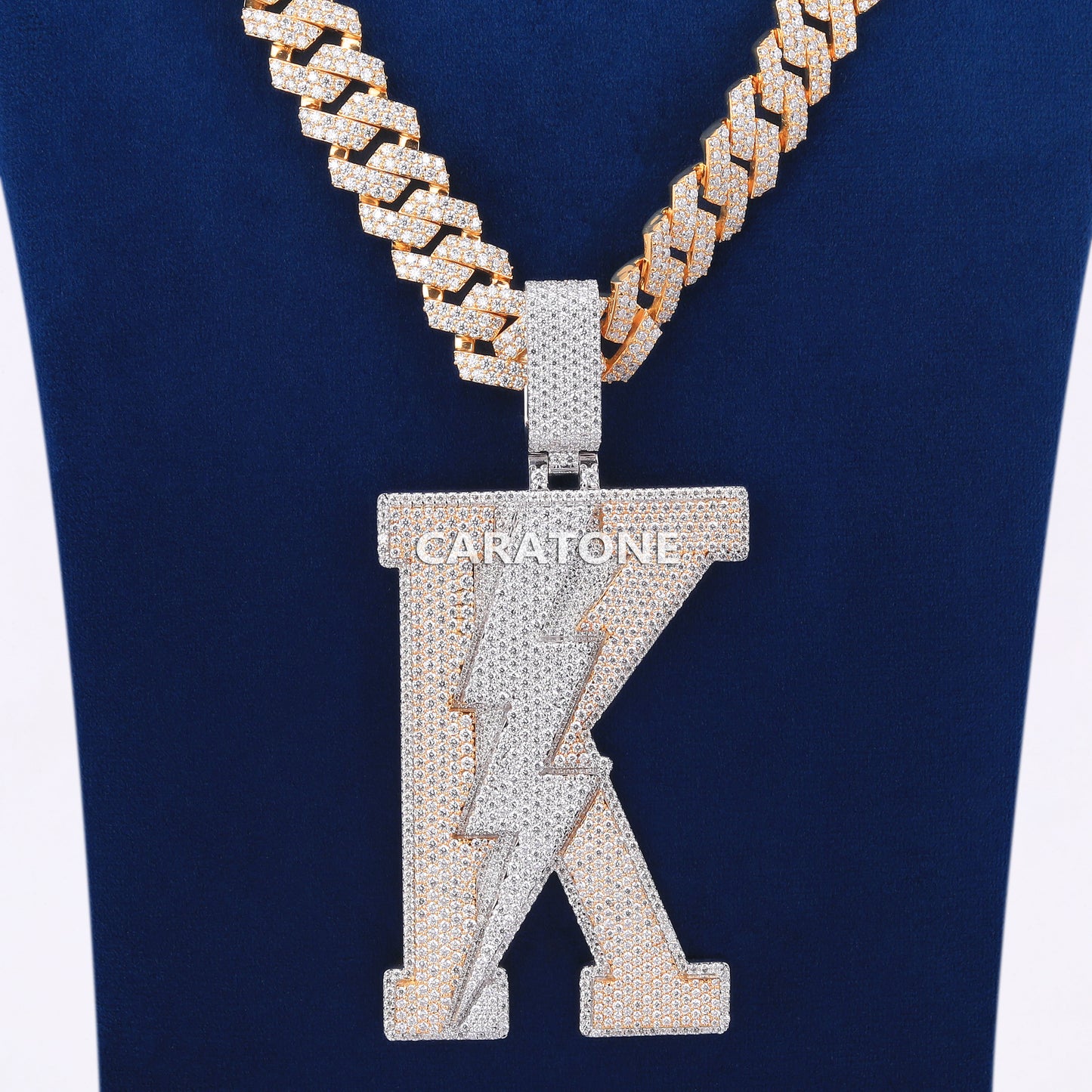 Unique Custom K Letter Pendant With Chain In 925 Sterling Silver