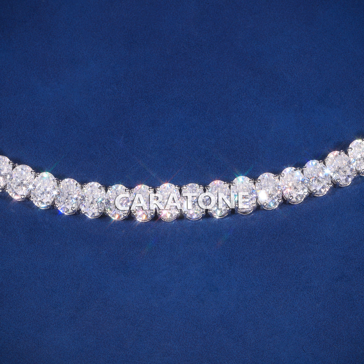 Premium White Gold Plated Oval Brilliant Cut Lab Grown Diamond Eternity Tennis Bracelet