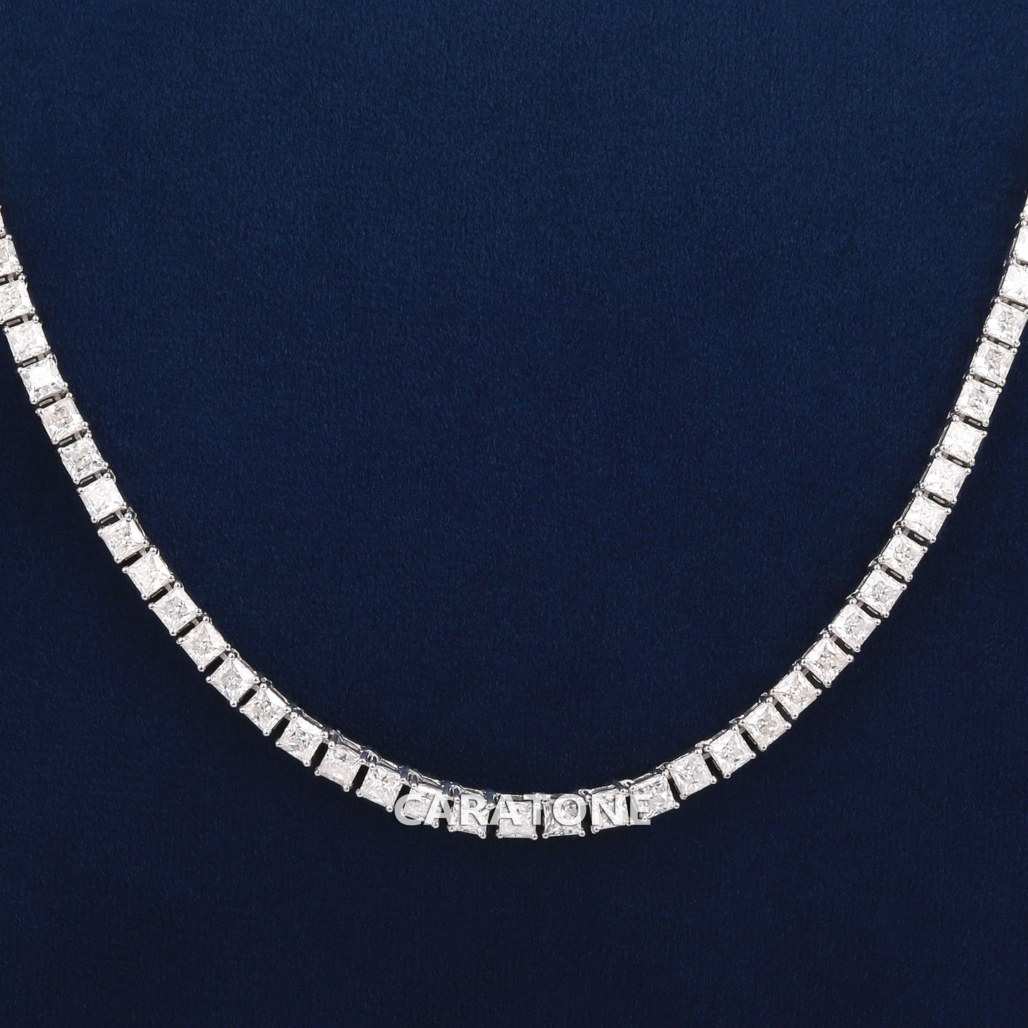 22 inch 3.5mm princess cut tennis necklace full white
