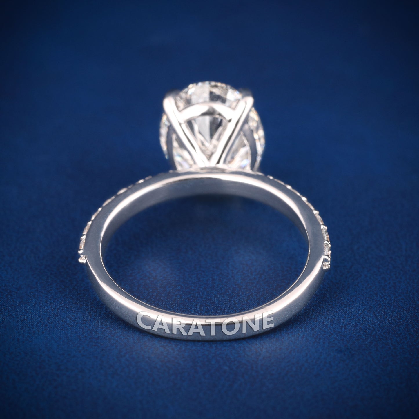 Pave set womens engagement wedding oval diamond ring