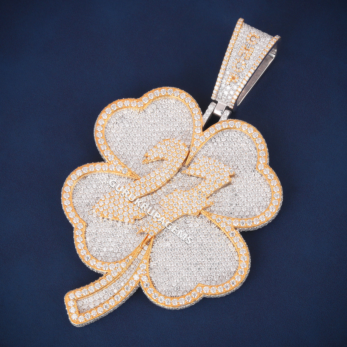 Custom Iced Out Four Leaf Clover Hip Hop Pendant with 27 Logo & Lab Grown Diamonds