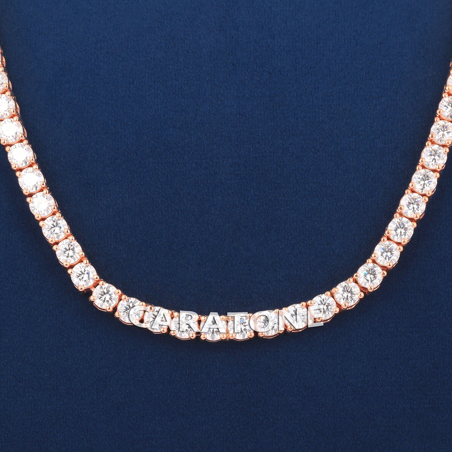 Rose Gold Diamond Tennis Chain 24 Inch 4mm Iced Out Necklace for Men and Women Hip Hop Jewelry