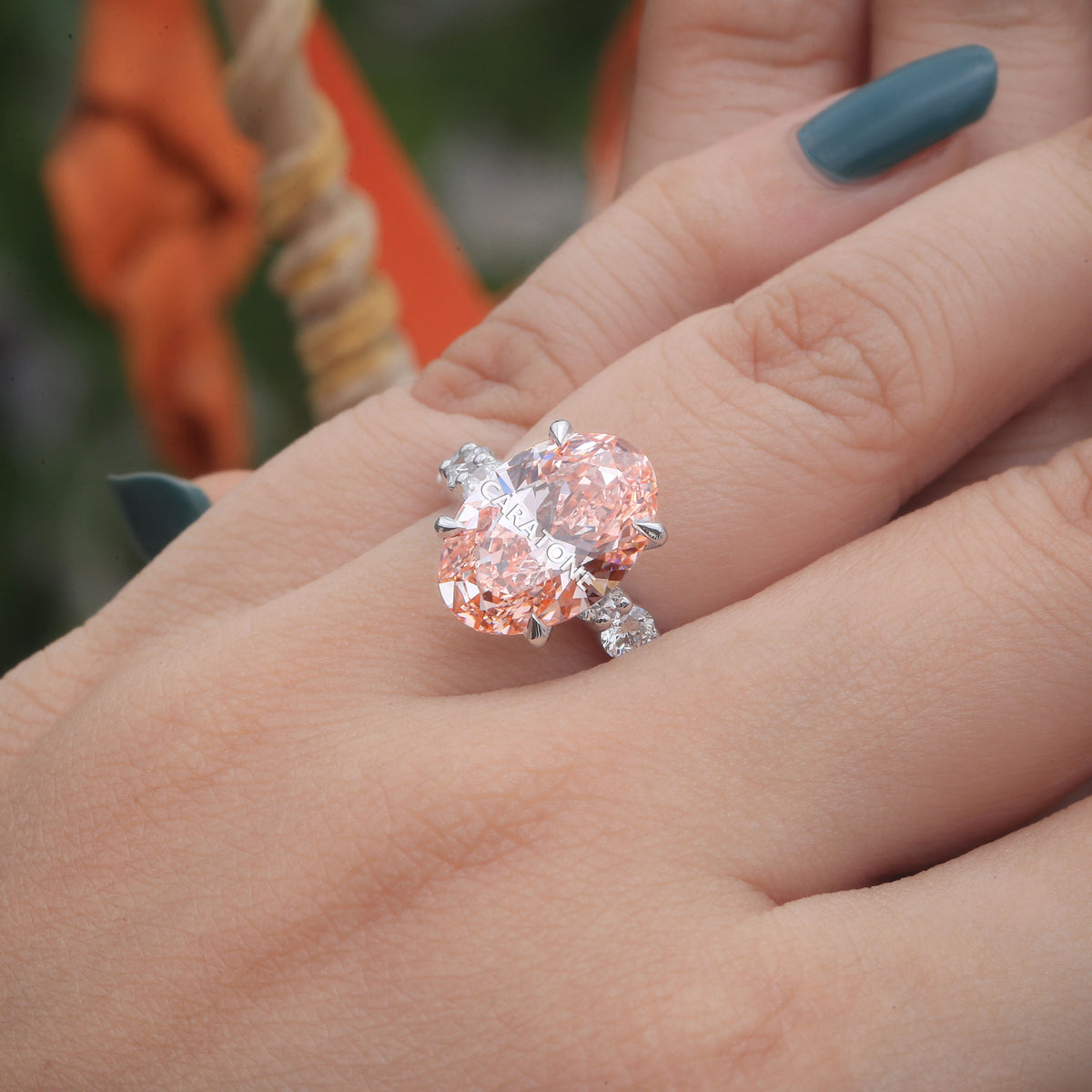 Elegant Oval Diamond Solitaire Ring in White Gold