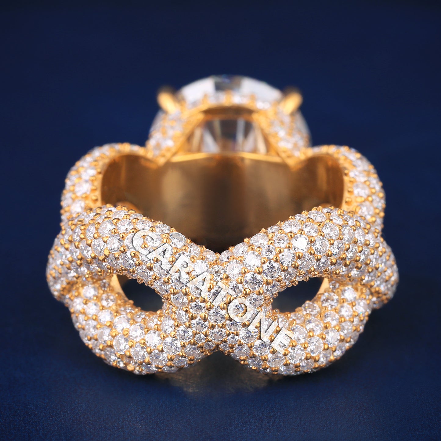 Full Iced Out Best Custom Engagement Rings in Mens Yellow Gold Diamond Ring for Luxury Big Diamond Rings for Men