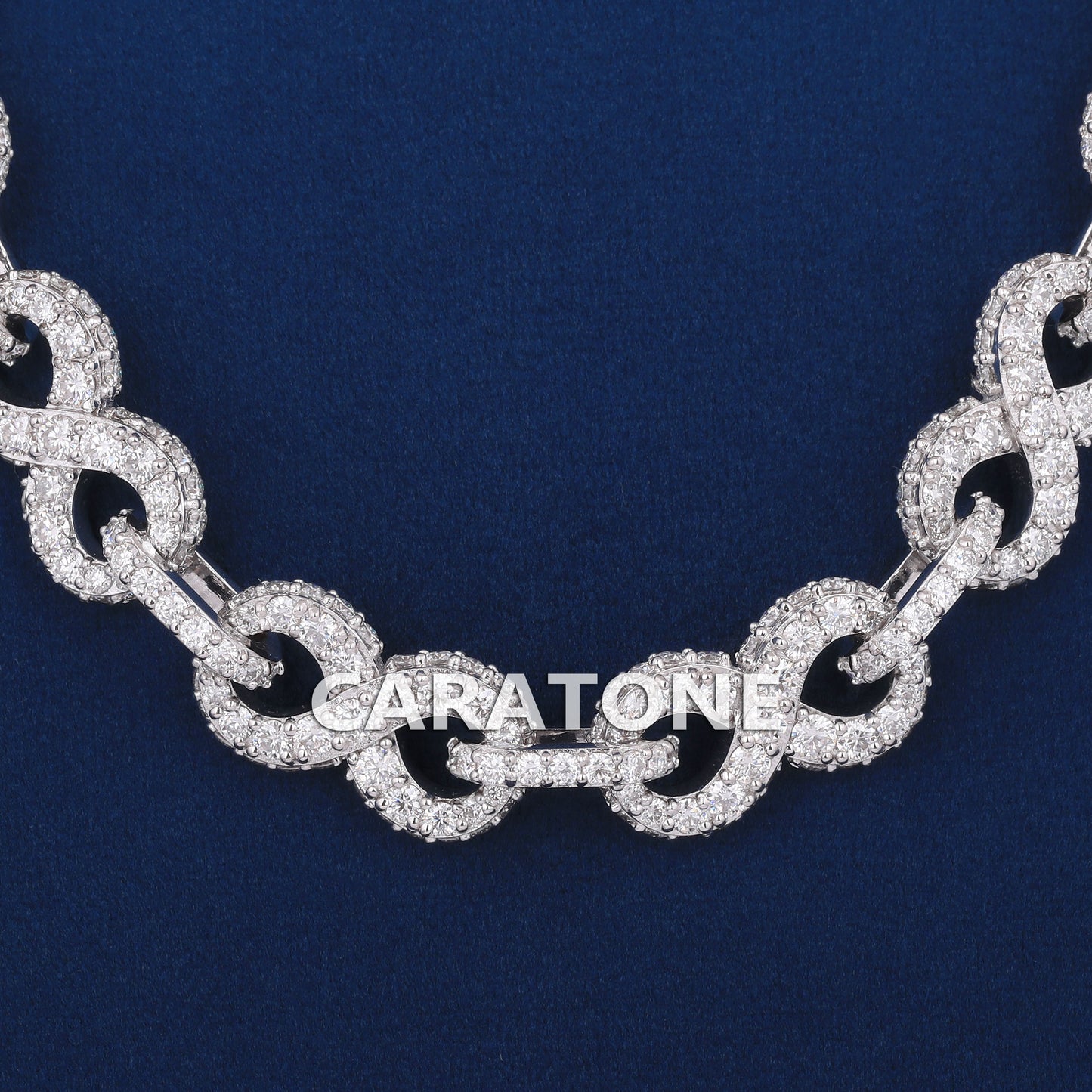 Infinity Cuban Link Chain 24inch 10MM White Gold Plated Round VVS Diamonds Chain Necklace For men