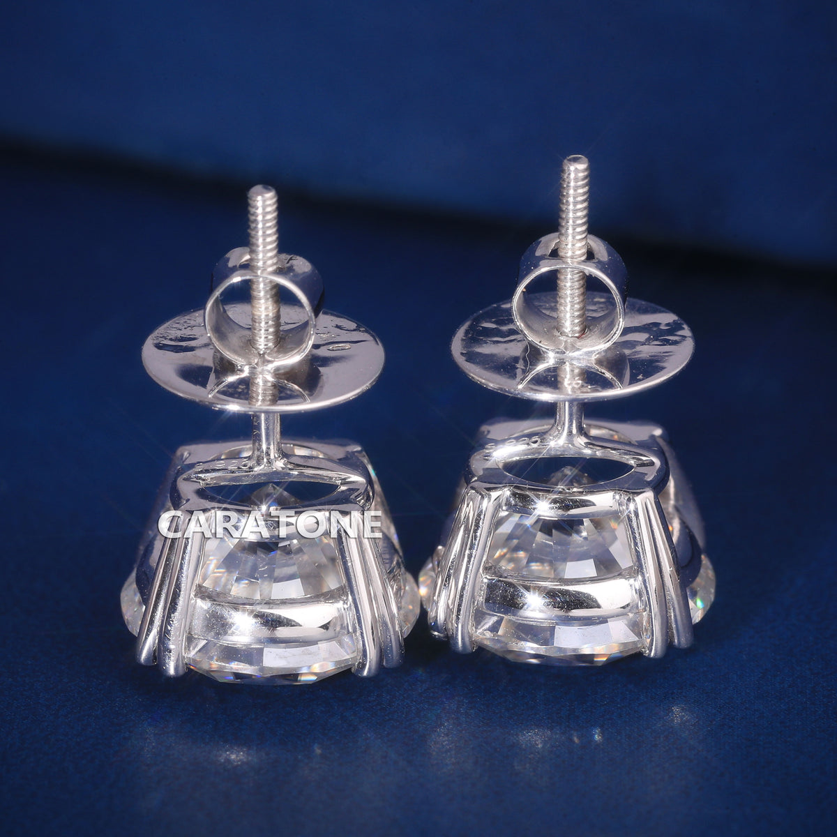 Premium Round Cut Lab Grown Diamond Stud Earrings with Screw Back Closure