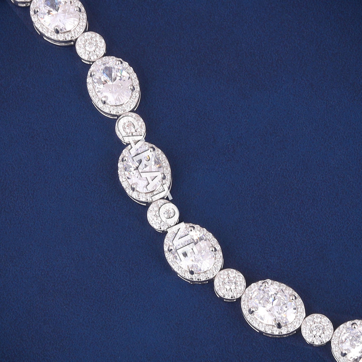 Beautiful Customized White Gold Oval Halo Round Cut Diamond Tennis Bracelets for Unisex Full Icy Jewelry