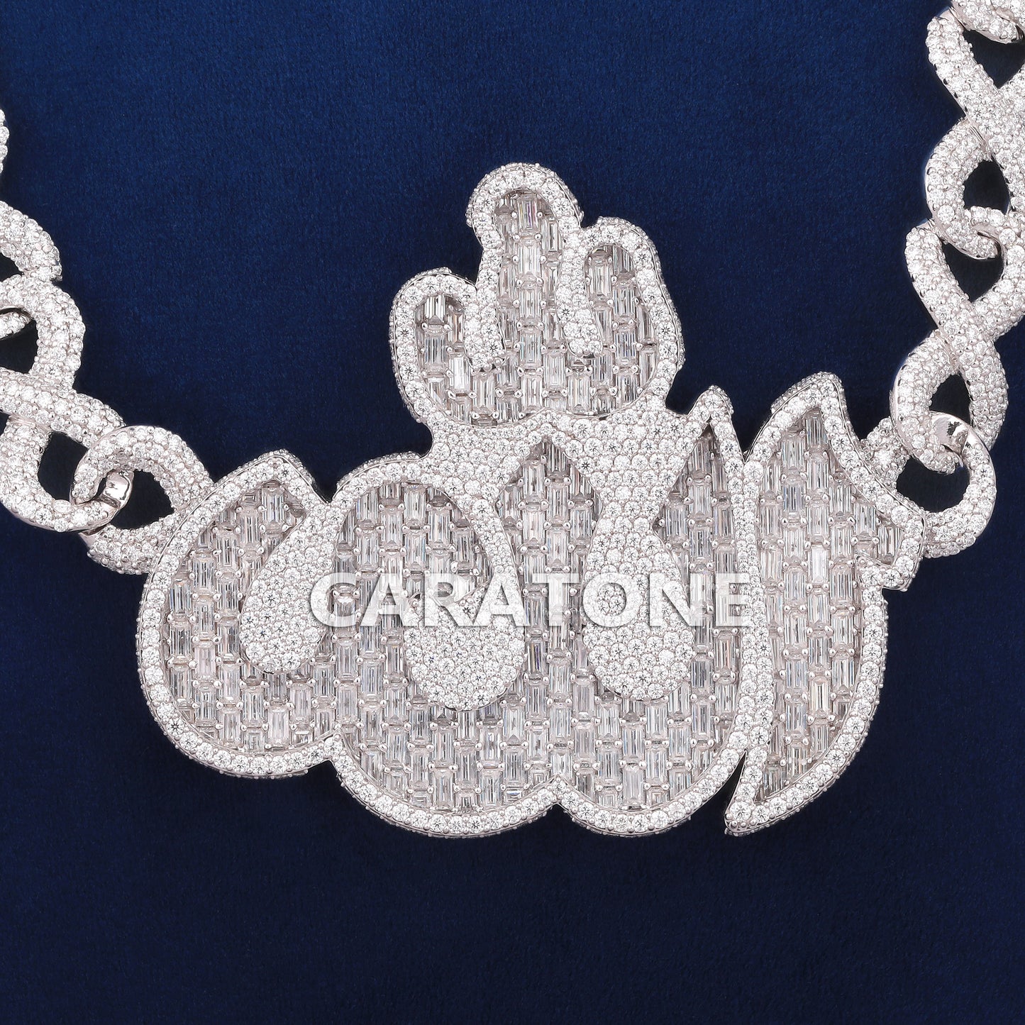 Custom Handmade Diamond Chain With Pendant In 925 Sterling Silver With Lab Diamond