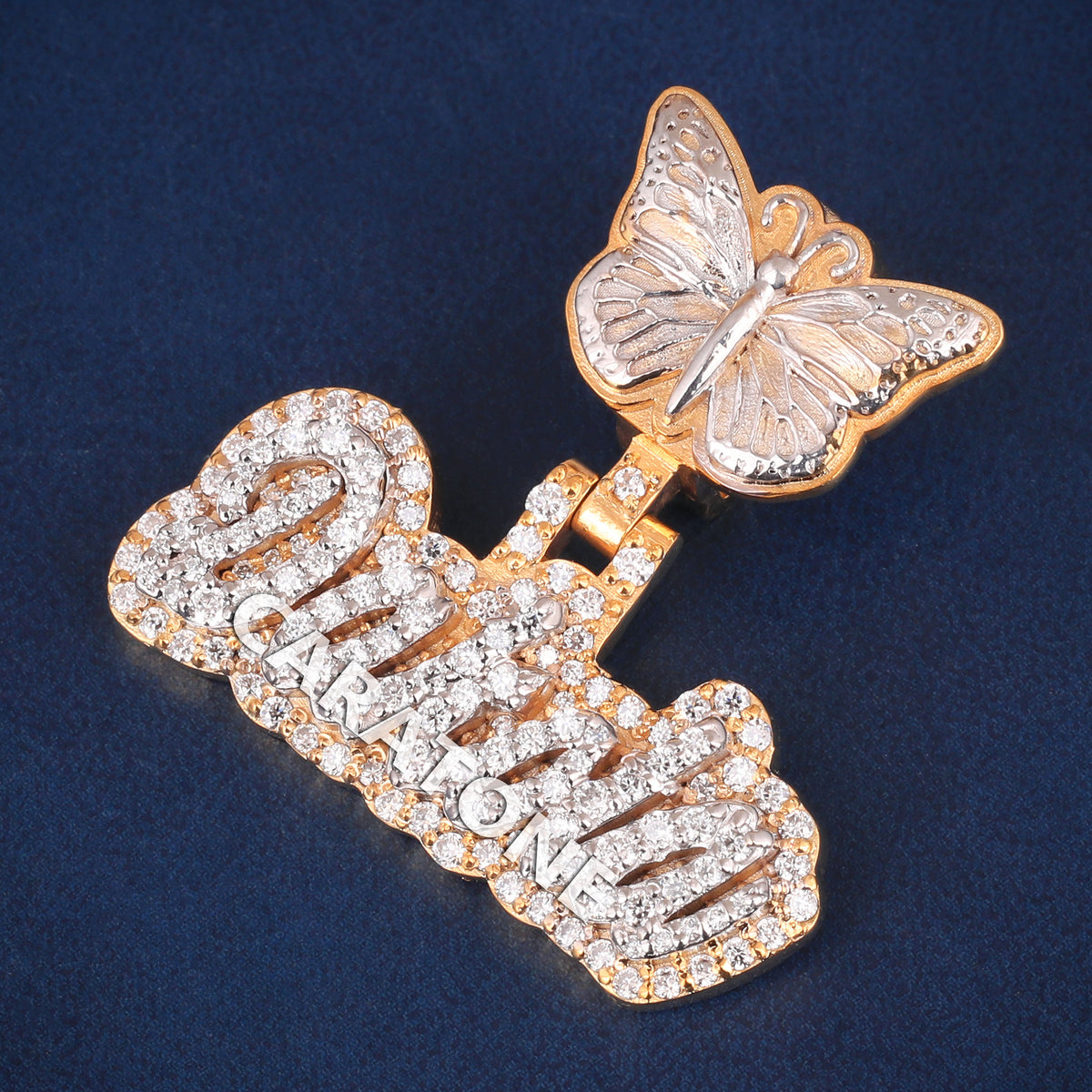 Custom Iced Out Butterfly Bail Name Pendant with Lab Grown Diamonds