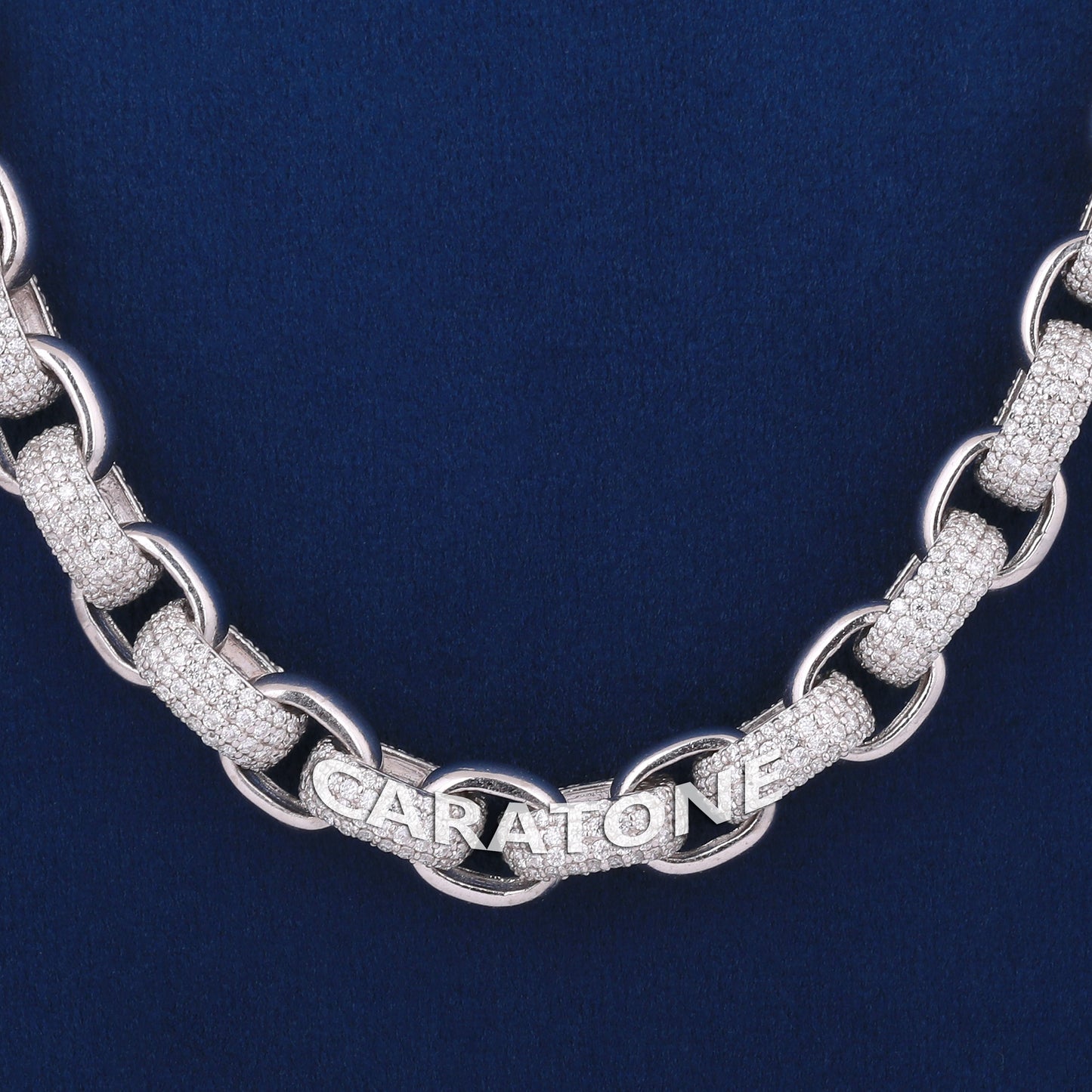 Big Heavy 925 Sterling Silver Belcher Chain Iced Out Round Diamond Link Necklace 20 Inch 3.5mm Gold Hermes Diamond Chain