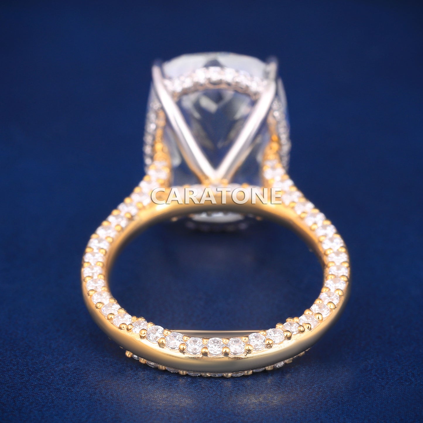 Elongated cushion diamond engagement ring for women