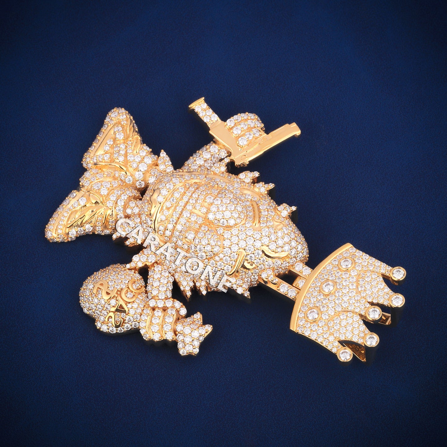 Full iced out 3d designer lab diamond pendant for men in 14kt gold