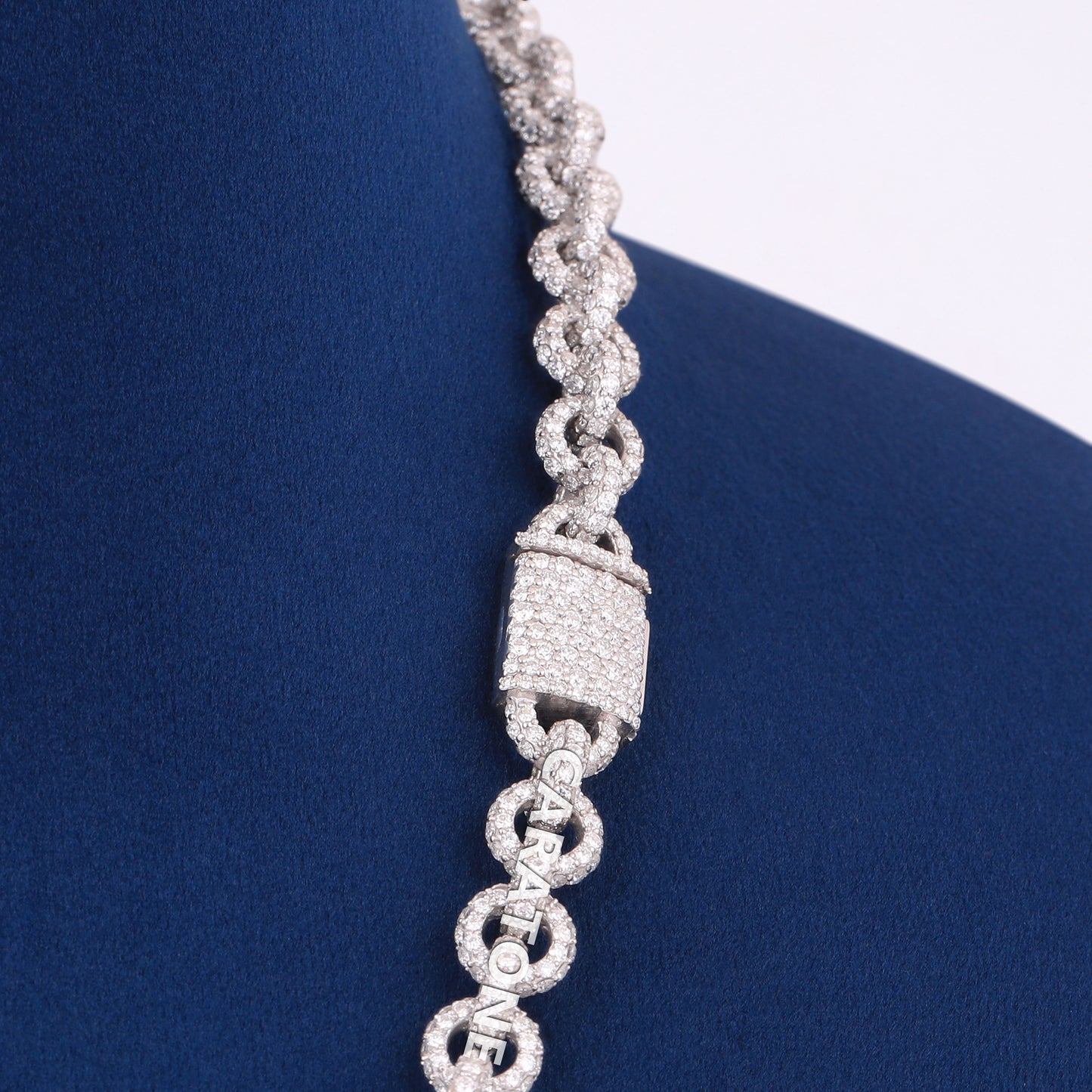 18 inch 8mm Iced Out Thick Rolo Link Chain Lab Diamond 925 Sterling Silver Hip Hop Rapper Custom Chains