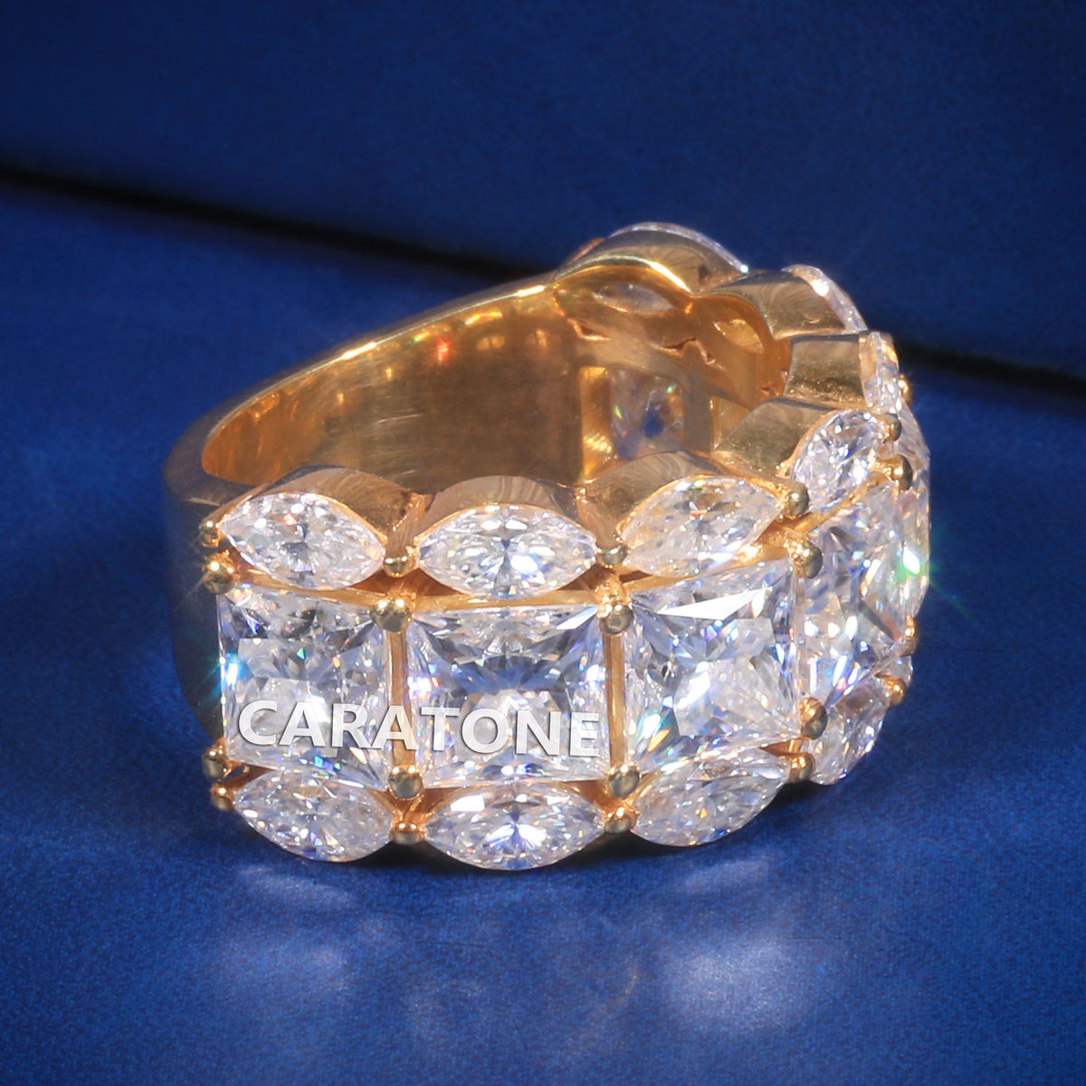 Premium Yellow Gold Statement Ring with Brilliant Diamond Setting