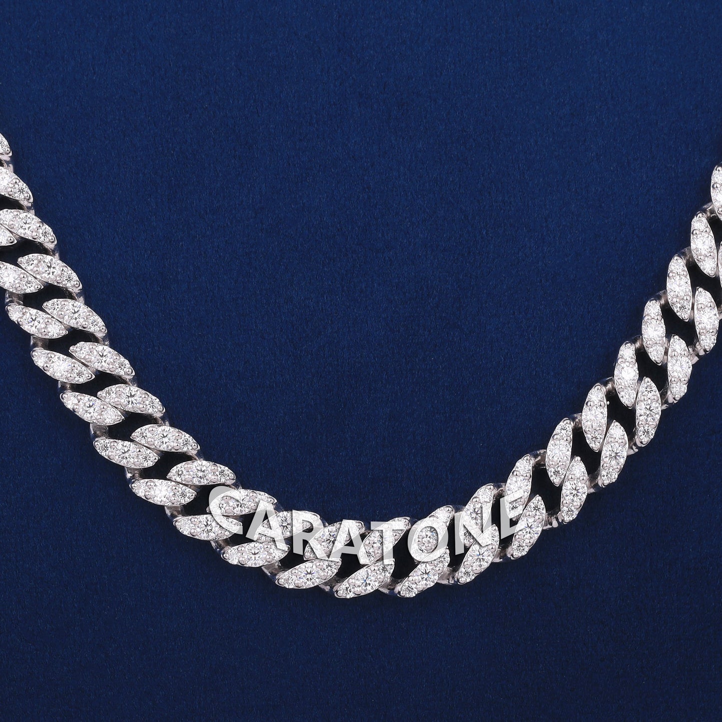 Womens & Mens 10mm Real Rappers Iced Out Diamond Leaf Cuban Link Chains with Fully Silver Hip Hop Chains Necklace