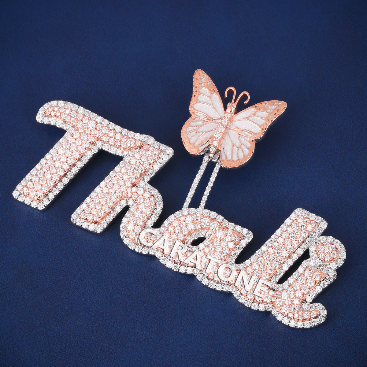 Custom Thali Two-Tone Hip Hop Pendant with Butterfly Design & Lab Grown Diamonds