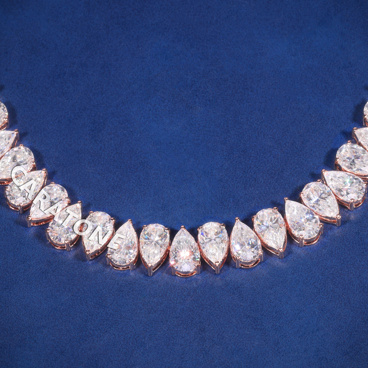 Luxury Rose Gold Plated Pear Cut Lab Grown Diamond Tennis Bracelet