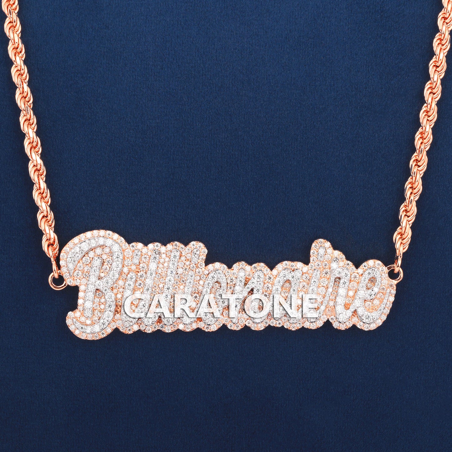 Billonaire Letter Pendant With Rope Chain In 14KT Yellow Gold