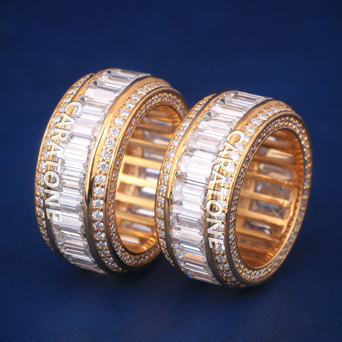 Premium Wide Band Ring with Baguette & Round Cut Lab Grown Diamonds