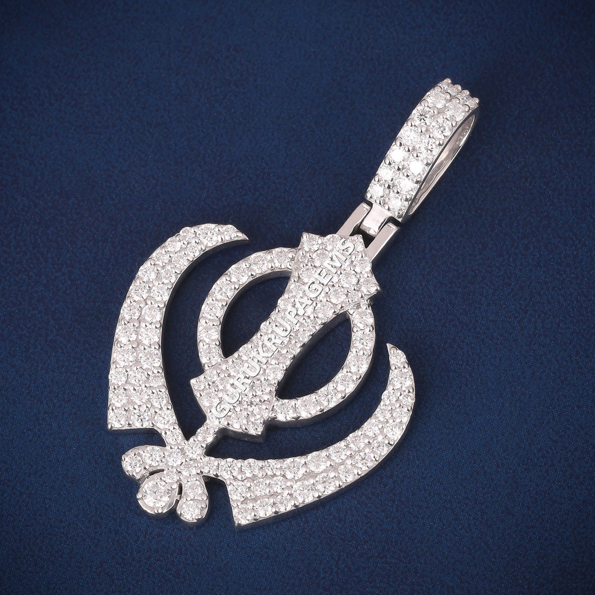 Custom Iced Out Khanda Sikh Symbol Hip Hop Pendant with Lab Grown Diamonds