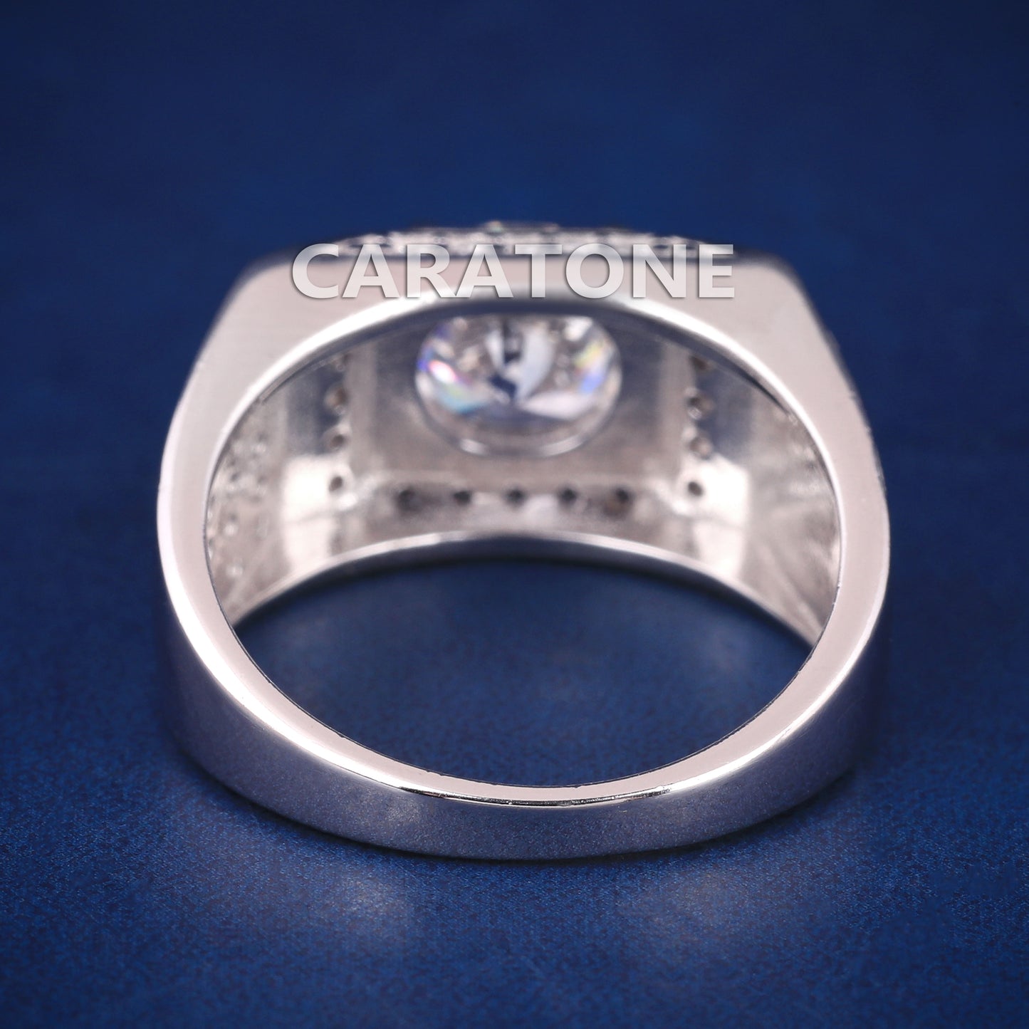Silver diamond round cut proposal ring for men