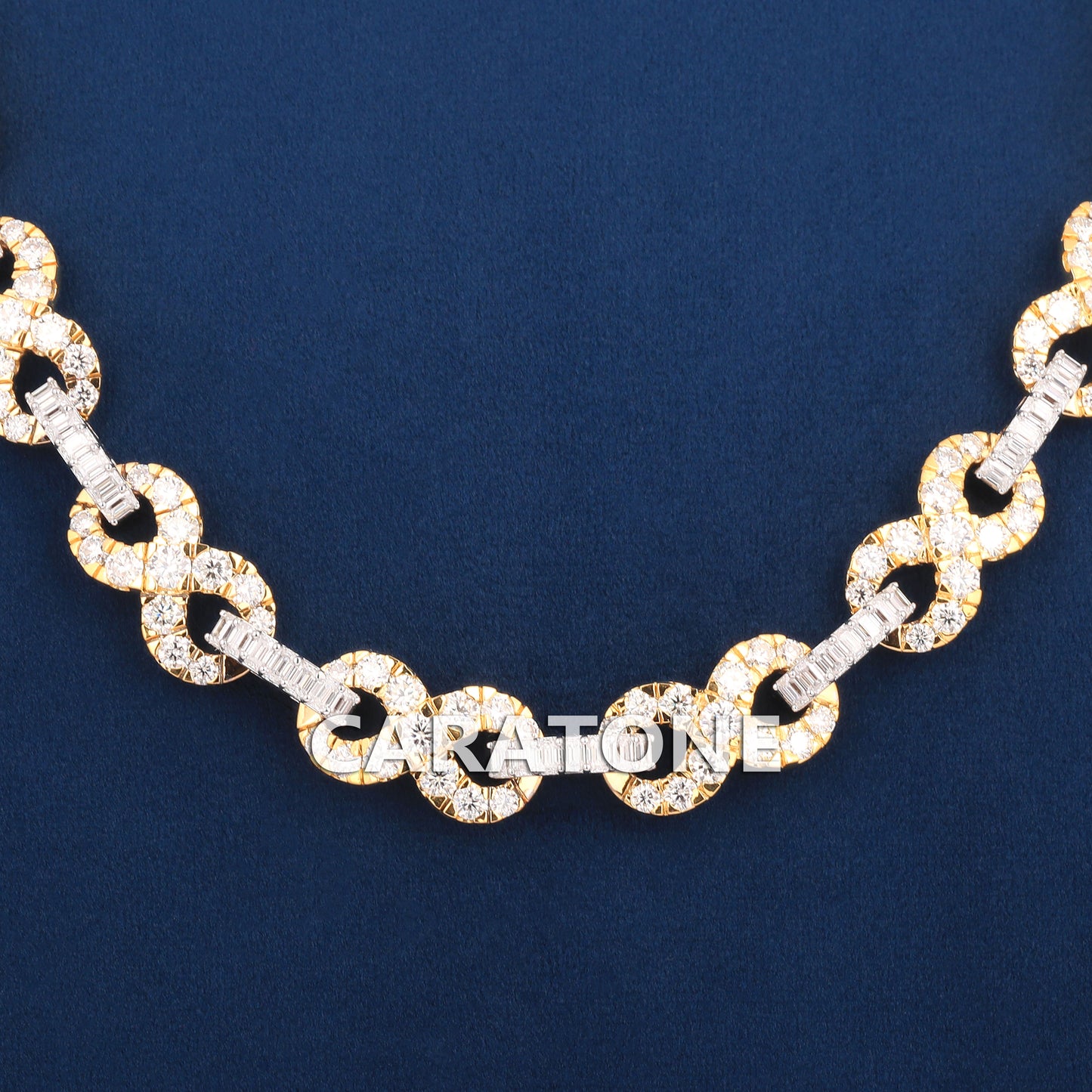 Luxury Two Tone 24 Inch 12mm Infinity Link Necklace with VVS Clarity Diamond Lock