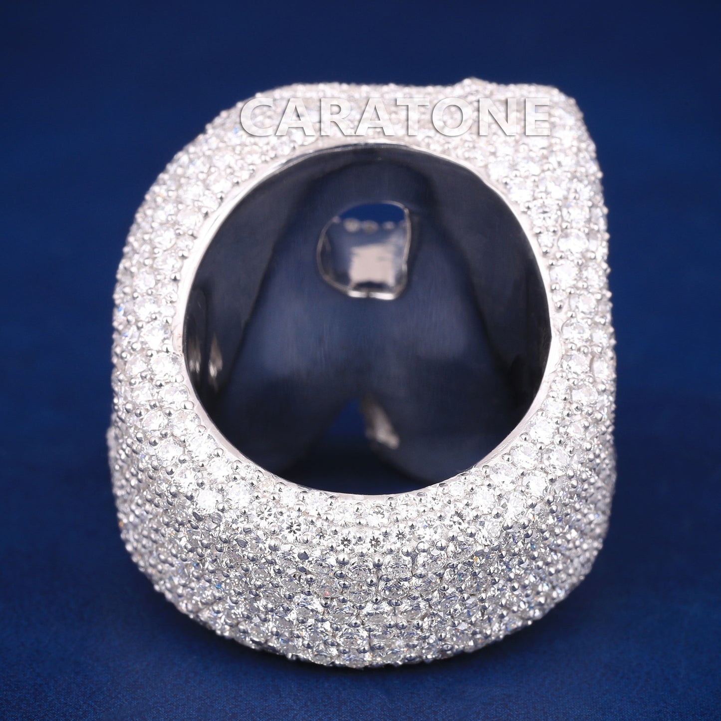 Hip hop customise R letter ring in silver D VVS diamonds