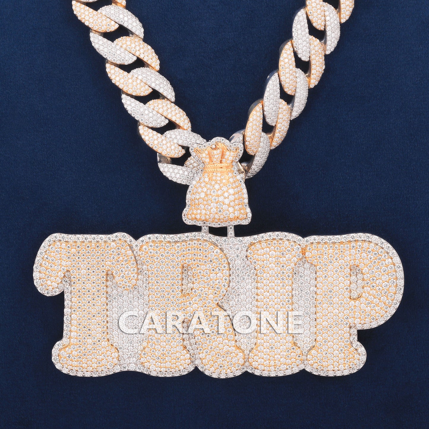 Two Tone Color 925 Sterling Silver With Lab Diamond Chain With Pendant