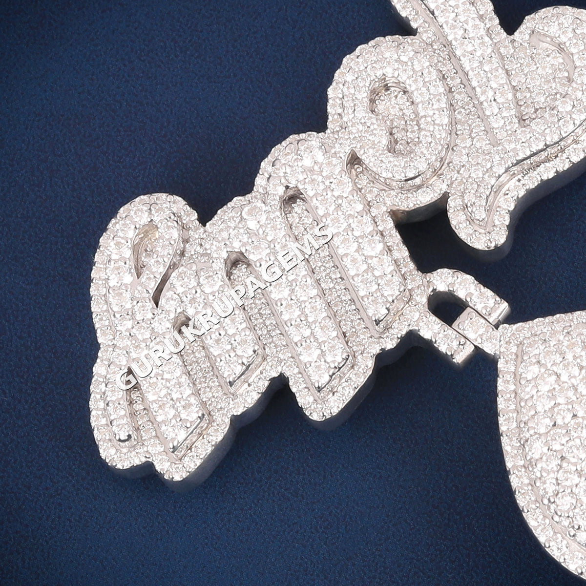 Custom Iced Out Folly Script Name Hip Hop Pendant with Lab Grown Diamonds