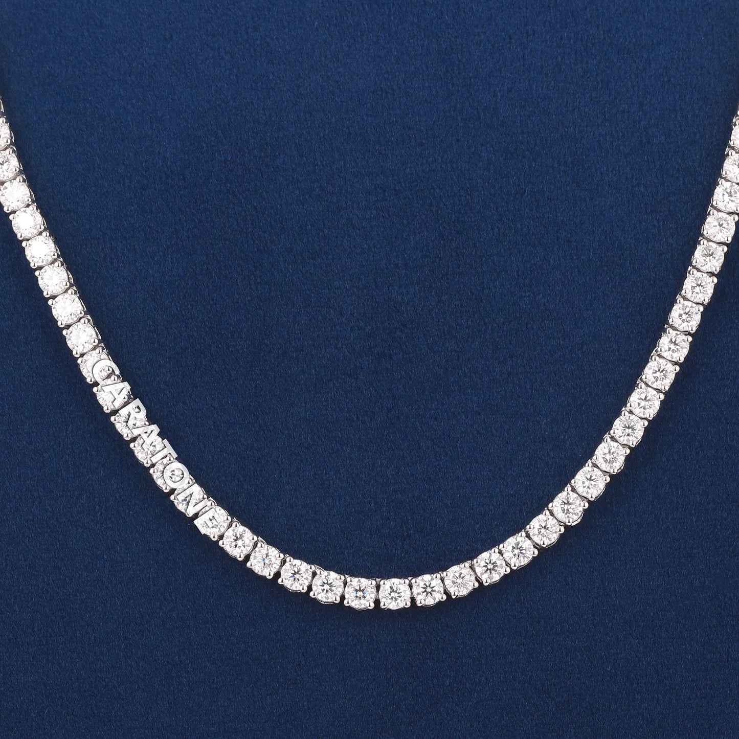Fully Iced Diamond Tennis Chain in 14K White Gold with VVS Shine and Brilliant Link Design