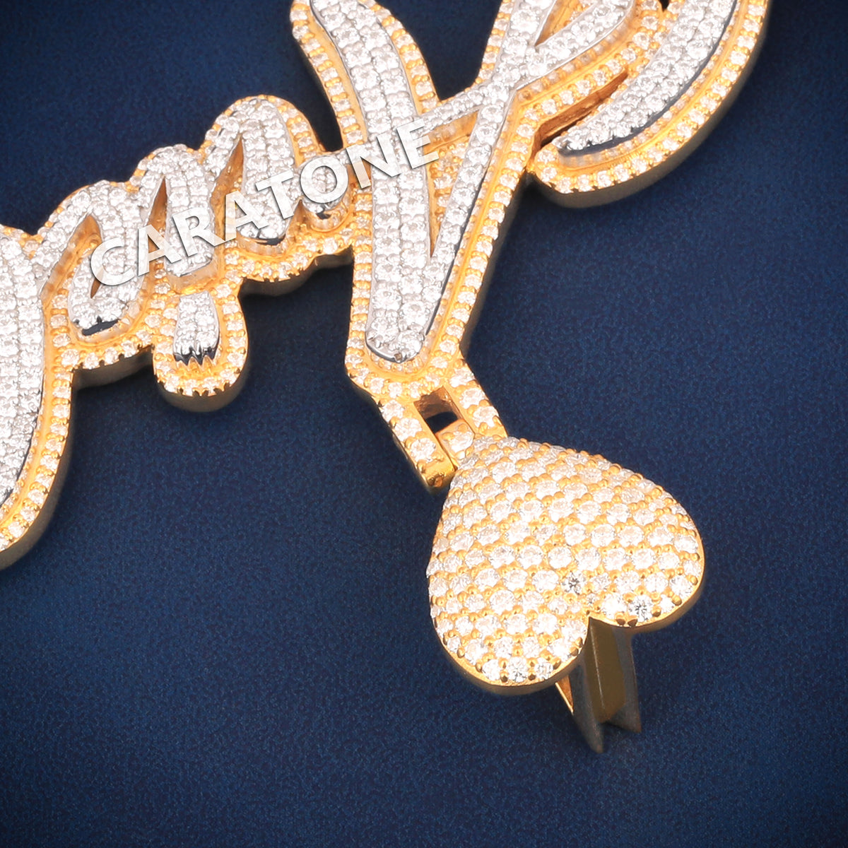 Fully Iced Out Ariel Cursive Nameplate Pendant with Lab Grown Diamonds