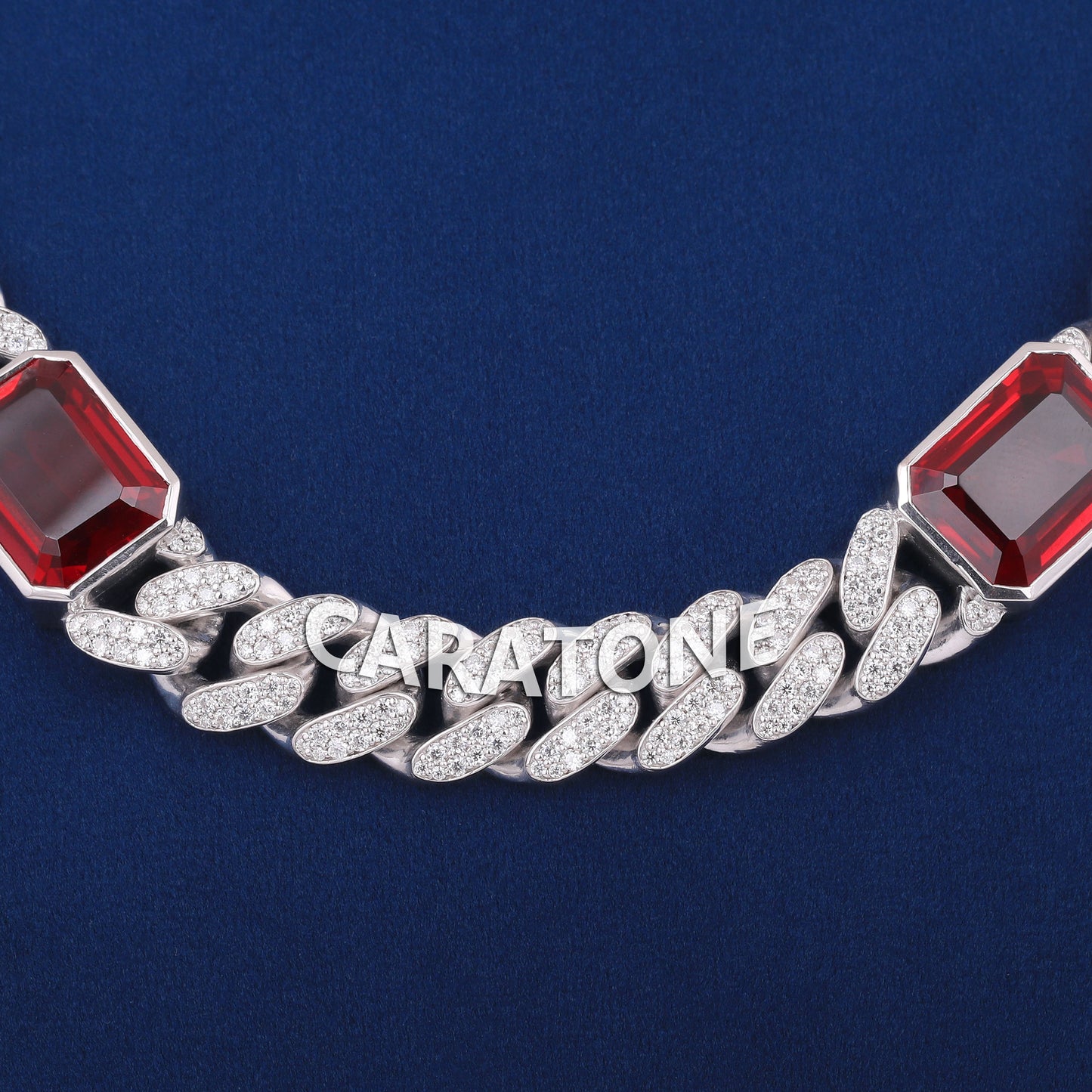 18 inch 14mm Custom Ice Spice Opium Celebrity Chains Red Emerald cut Diamond Miami Cuban Link Best Rappers Chain Necklace