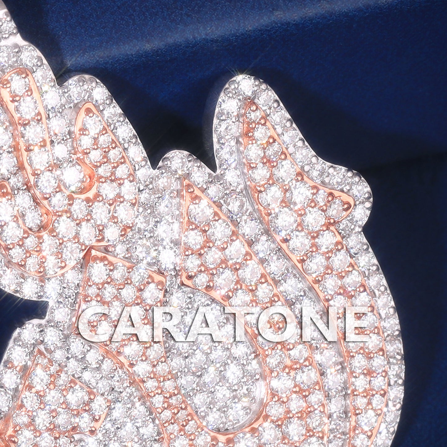 Silver Rose Gold Two Tone Custom Allah Necklace Pendant in Fully Iced Out Personalized Diamond Pendants Rapper