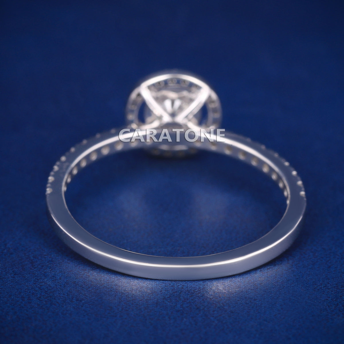 Exclusive Premium Halo Solitaire Ring With Round Brilliant Cut Center Stone, Sparkling White CZ Halo Setting, Elegant Pave Stone Band And Engagement Jewelry For Women