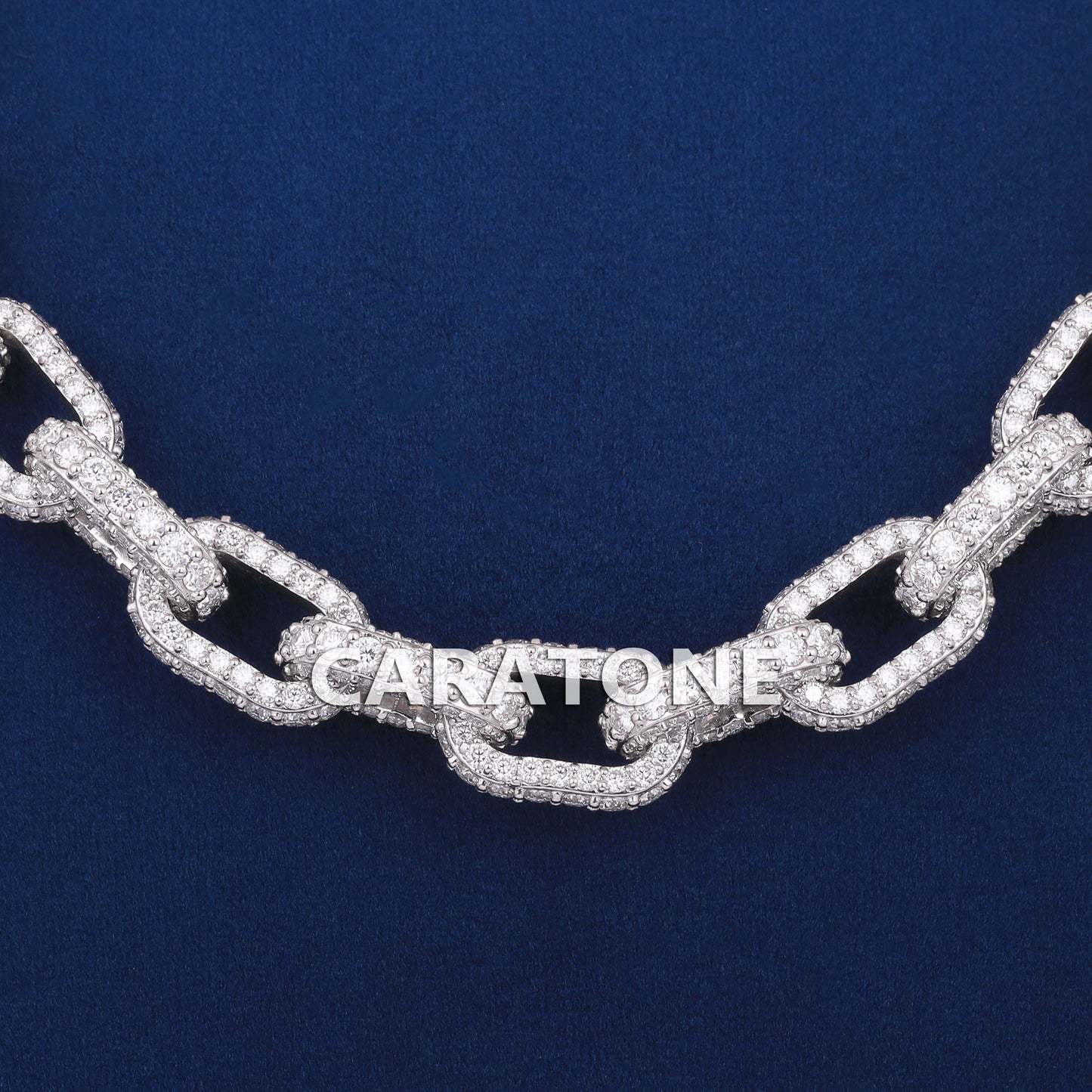 14k White Gold Mens Hermes Link Chain 12mm in Iced Out VVS Diamonds 20 inch Rappers Custom Ice Necklace