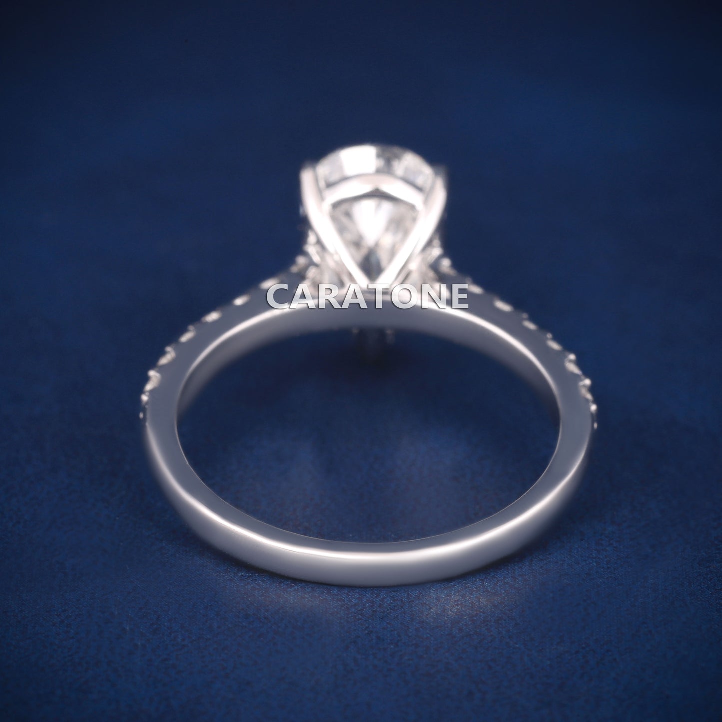 Fully Iced Pear Cut Diamond Ring for Women with Premium White Gold Band
