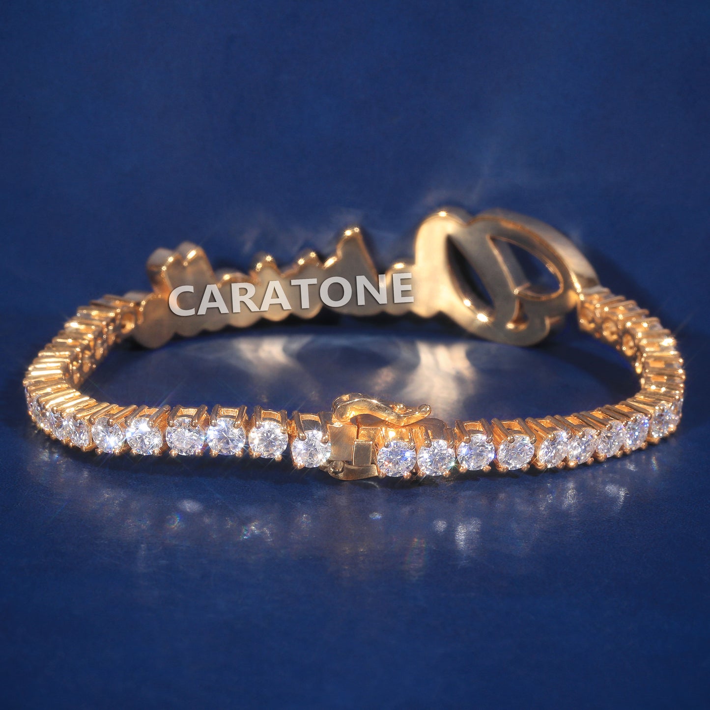 Fully Customized Iced Out Expensive Gold Bracelets with Personalized Nameplate Latest Yellow Gold Tennis Bracelets