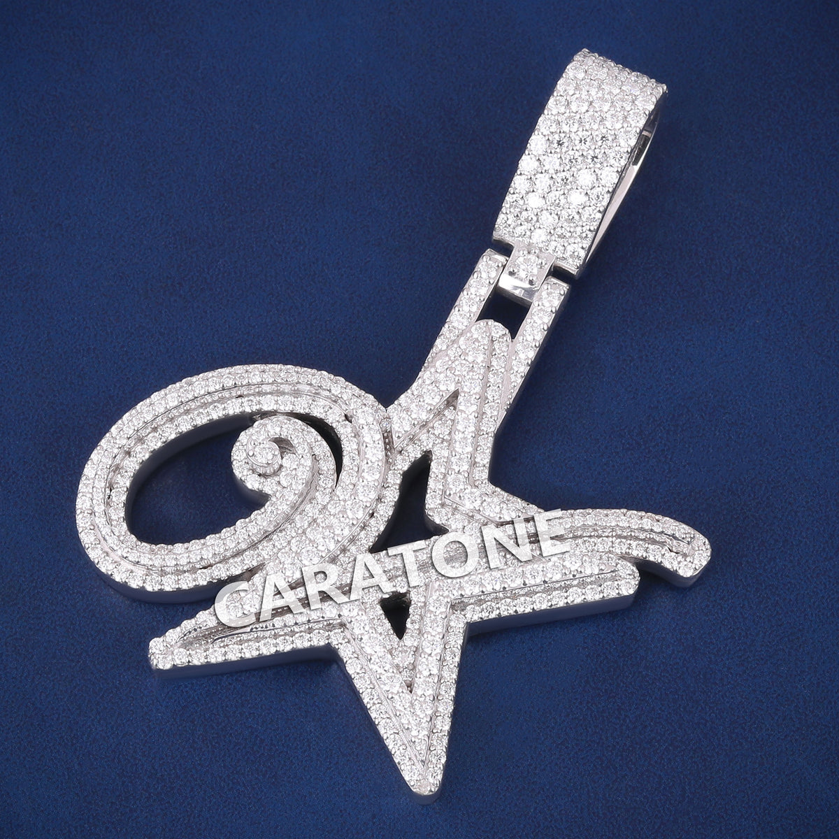 Custom Iced Out A Star Hip Hop Pendant with Lab Grown Diamonds