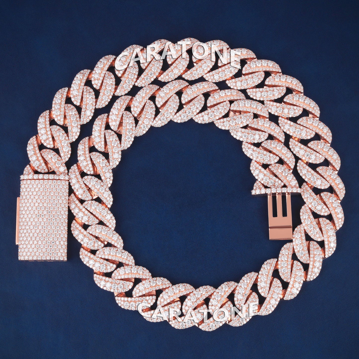 New Arrival 22 inch 20mm Custom Cuban Link Necklace with Lab Grown Diamond VVS Fully Iced Out 18k Mens Rose Gold Cuban Link Chain Necklace