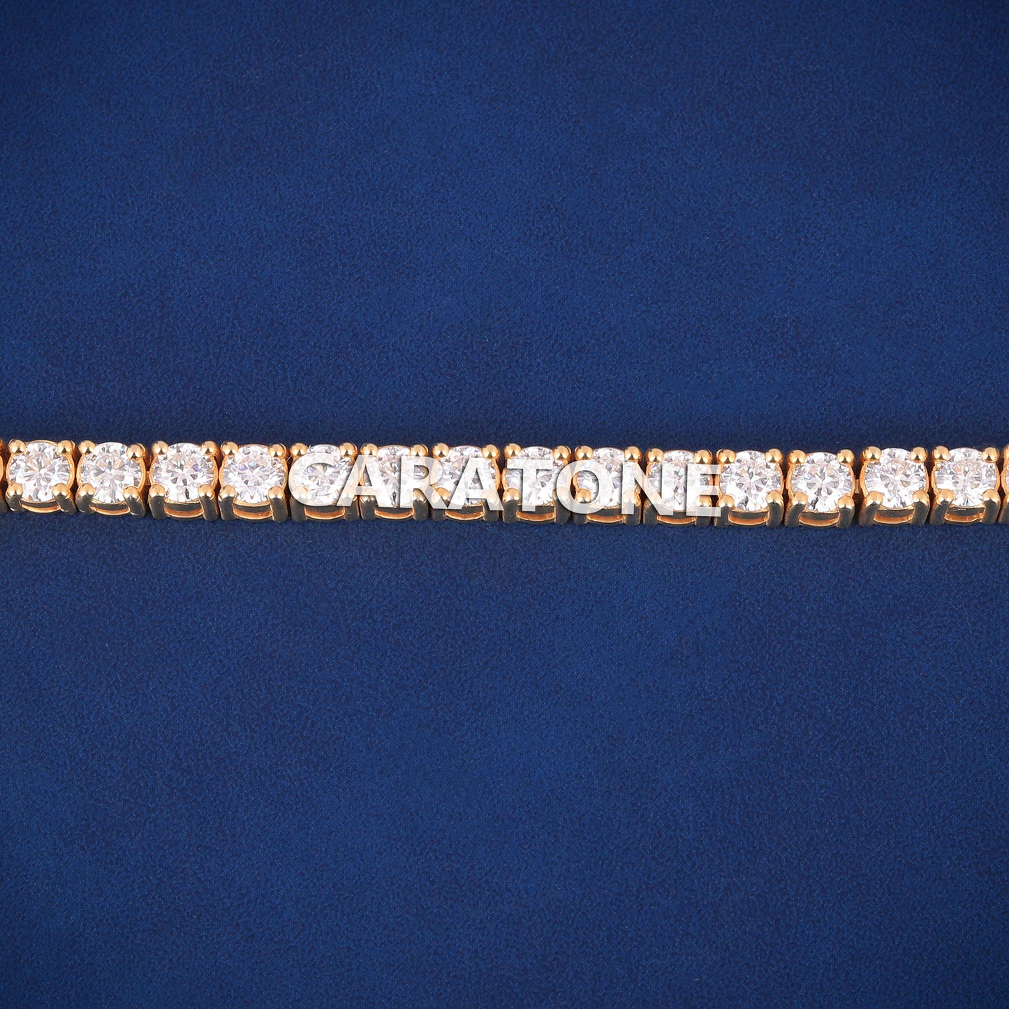 14kt Yellow Gold Plated VVS Round Diamond 4mm Tennis Bracelet for Mens Womens