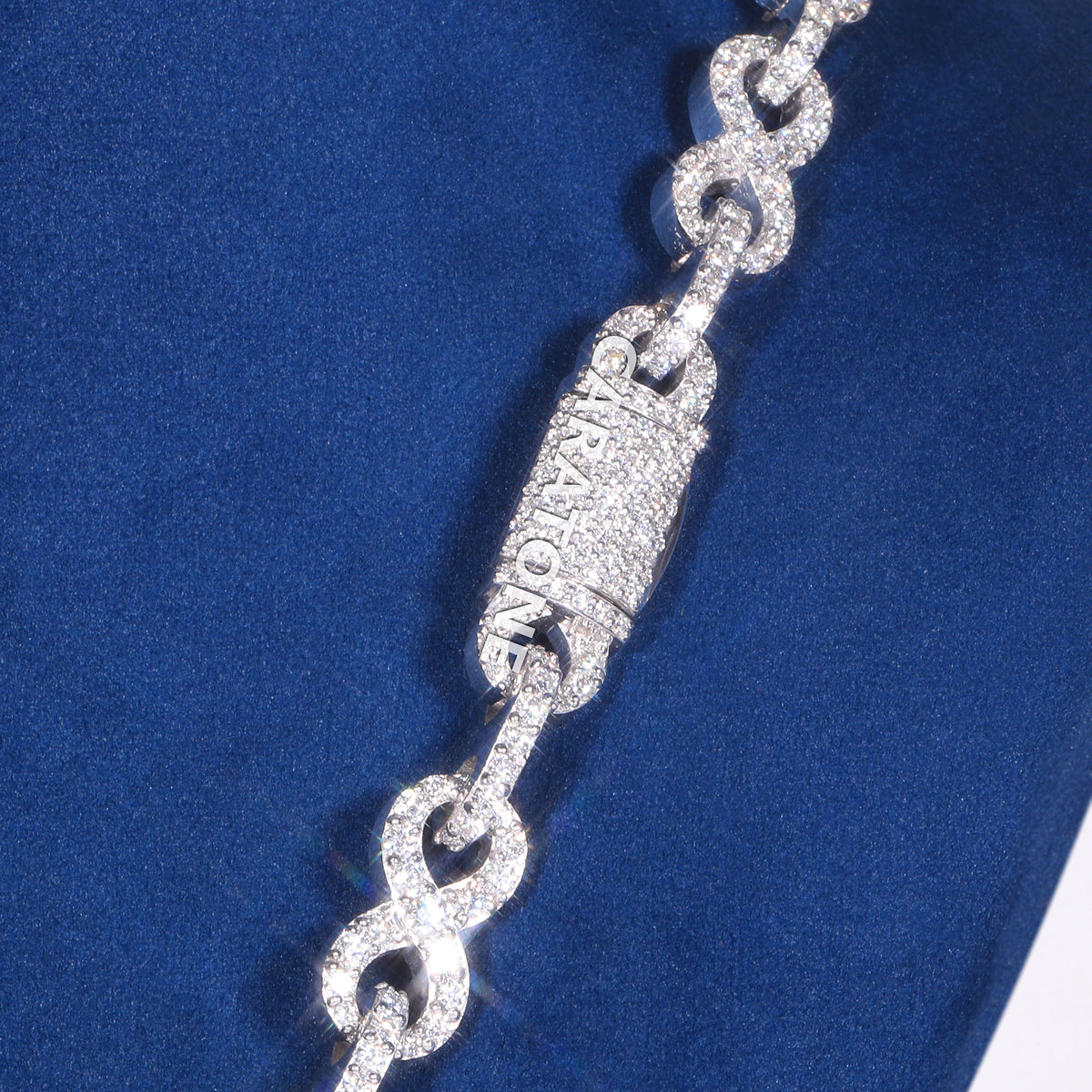 20 inc 10.5 mm Luxury White Gold Plated Iced Out Infinity Link Chain with Lab Grown Diamonds