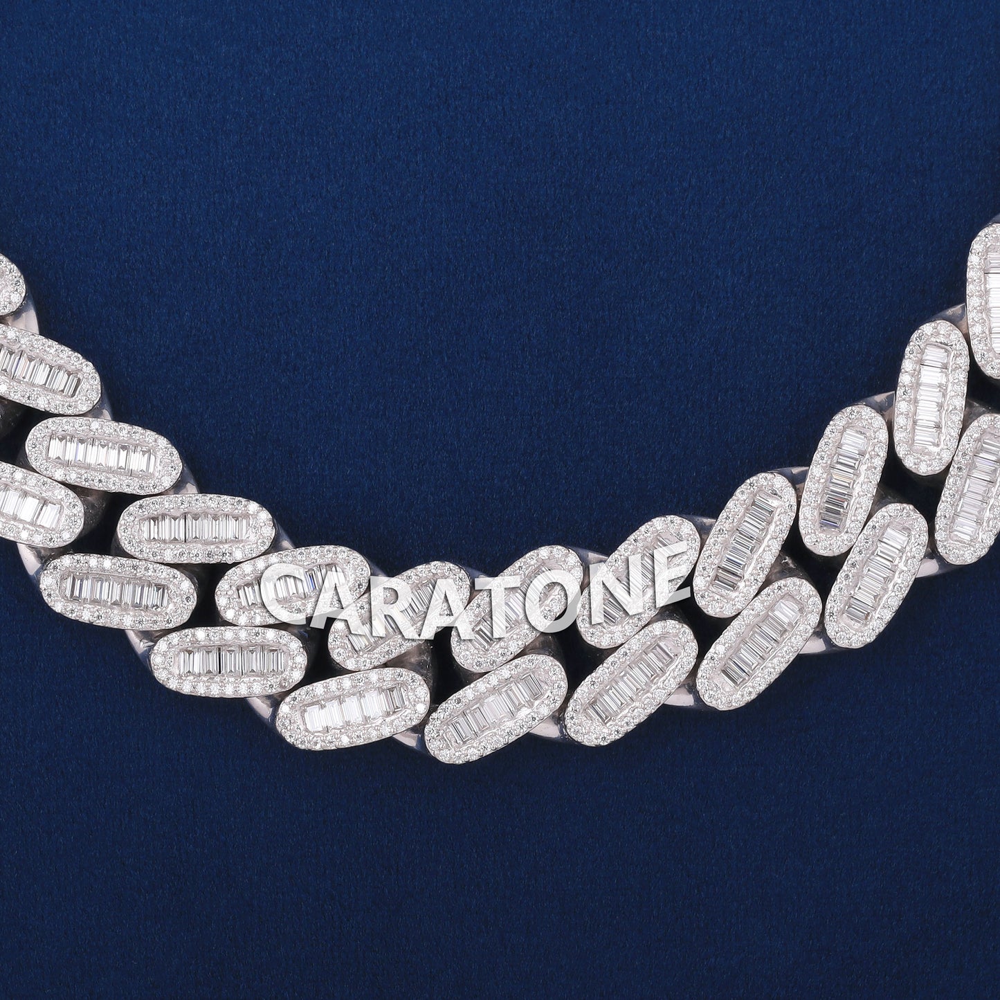 Luxury 16mm VVS Baguette Moissanite Custom Made Silver Iced Out Cuban Miami Link Heavy New Chain Necklace
