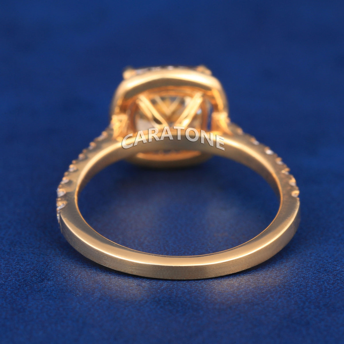 Premium Cushion Cut Gemstone Ring with White Stone Halo