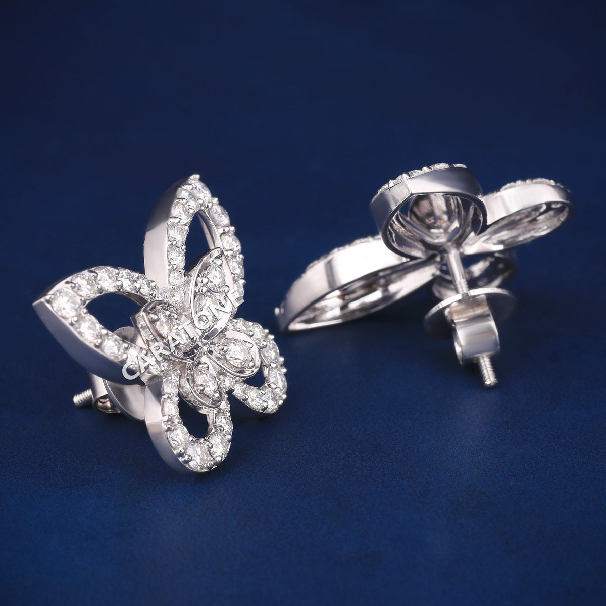 Custom  Butterfly Earrings with Round Brilliant Cut Diamonds