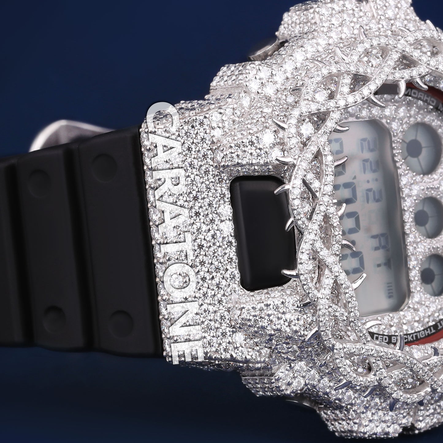 Custom Black Dial Diamond Thorn Bezel Silver Fully White Iced Out Watches Real Diamonds Trendy Watches for Unisex